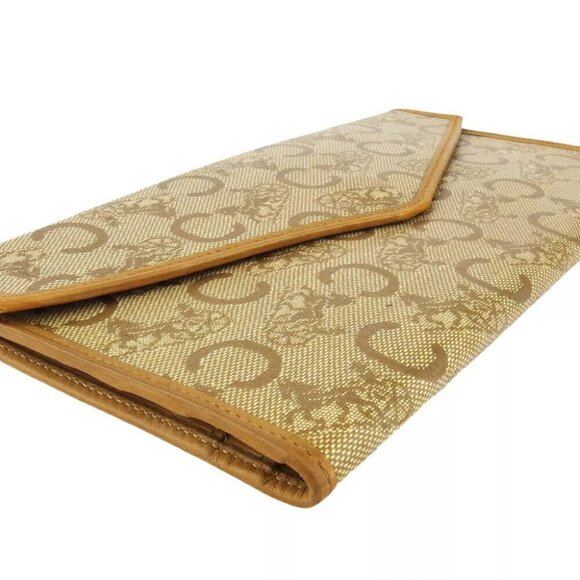 CELINE Long Wallet C Macadam Beige PVC ?~ Leather Authentic Used - Picture 3 of 9